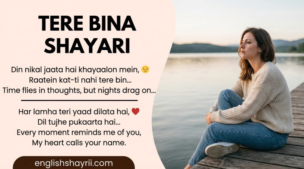 Tere Bina Shayari in English