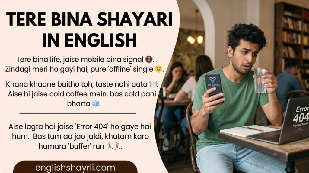 Tere Bina Shayari in English