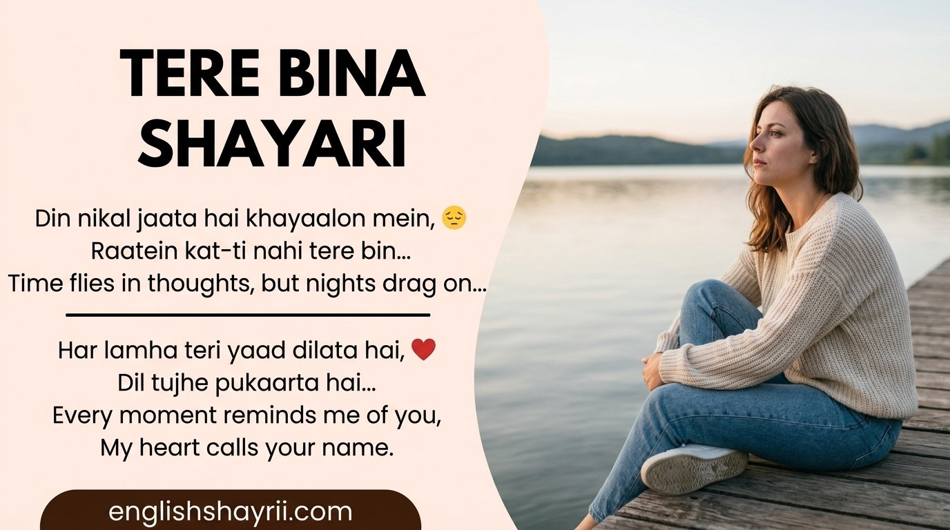 Tere Bina Shayari in English